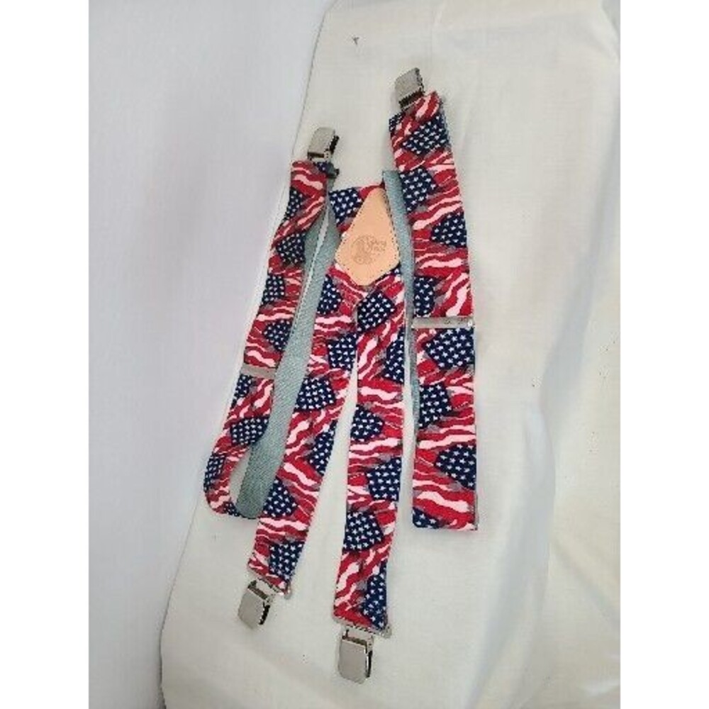 Yankee Forge Suspenders 2 Inch Wide American Flag Patriotic Theme